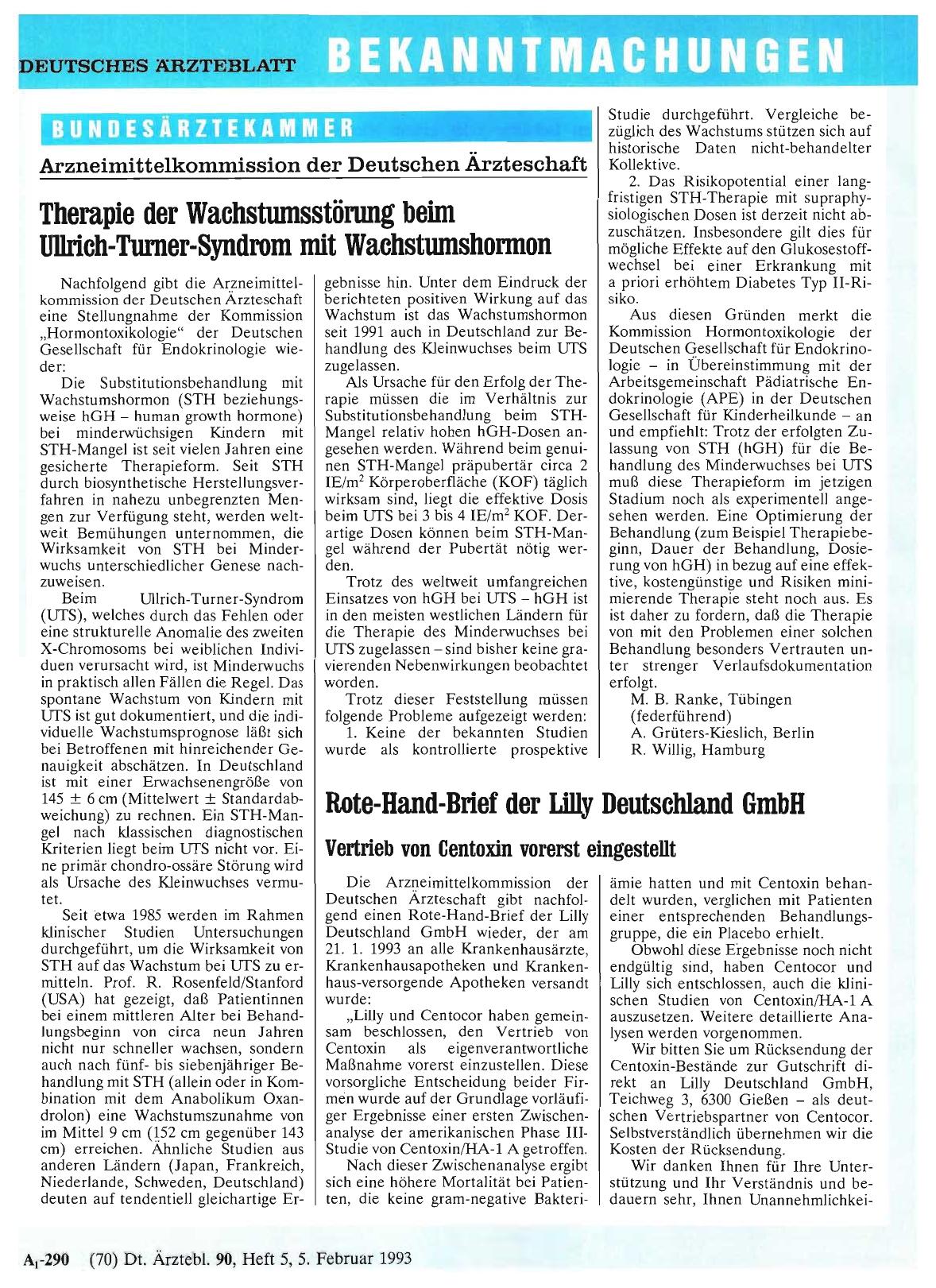 Vorschauseite 1: Arzneimittelkommission der Deutschen Ärzteschaft: Therapie der Wachstumsstörung beim Ullrich-Turner-Syndrom mit Wachstumshormon