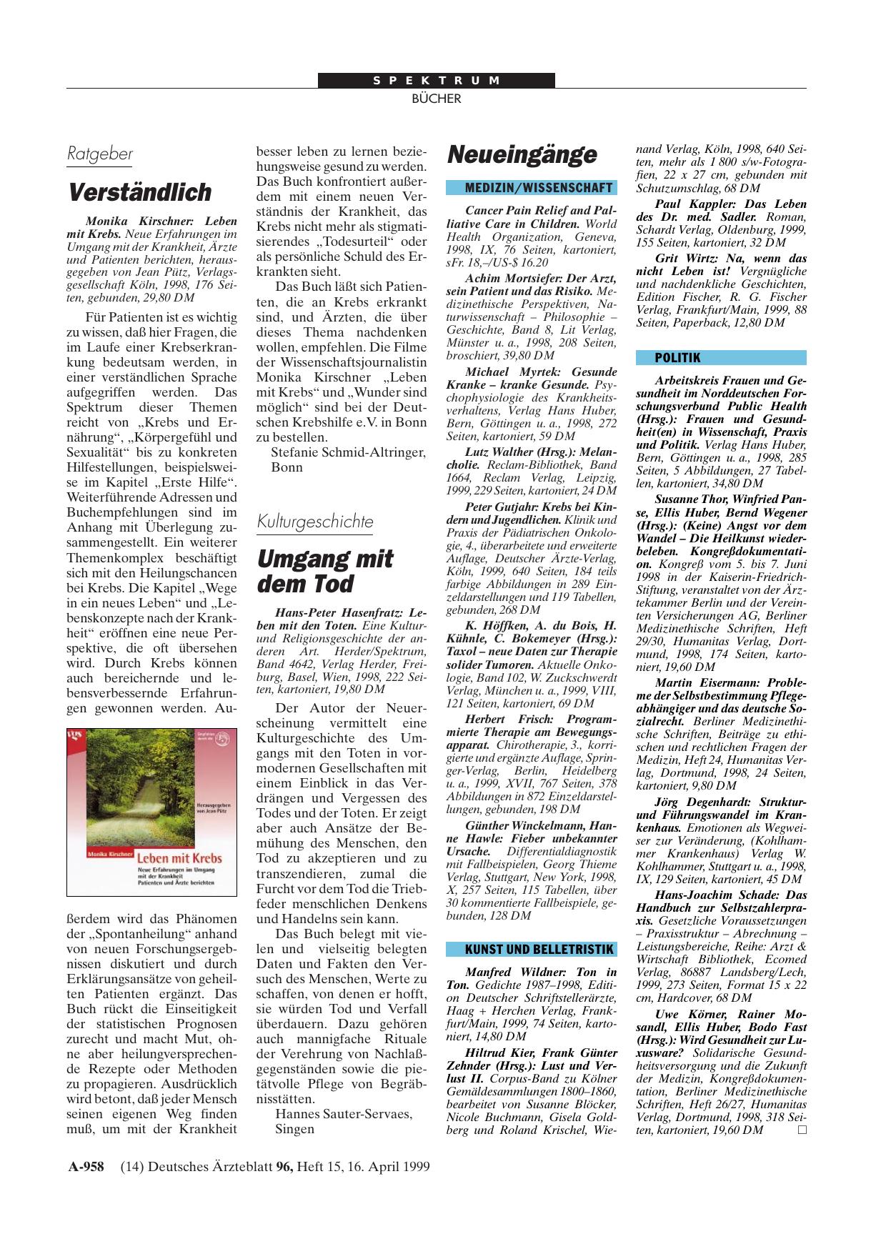 Vorschauseite 1: Leben mit Krebs