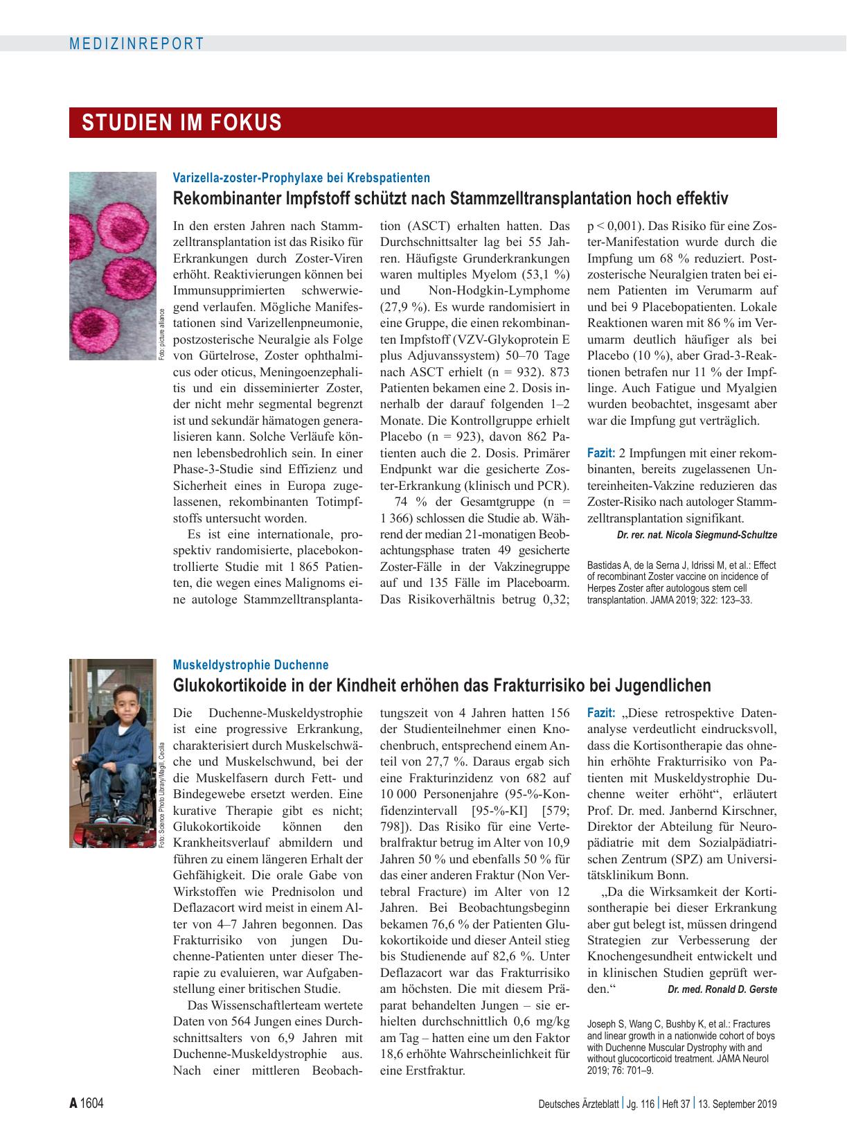 Vorschauseite 1: Muskeldystrophie Duchenne: Glukokortikoide in der Kindheit erhöhen das Frakturrisiko bei Jugendlichen