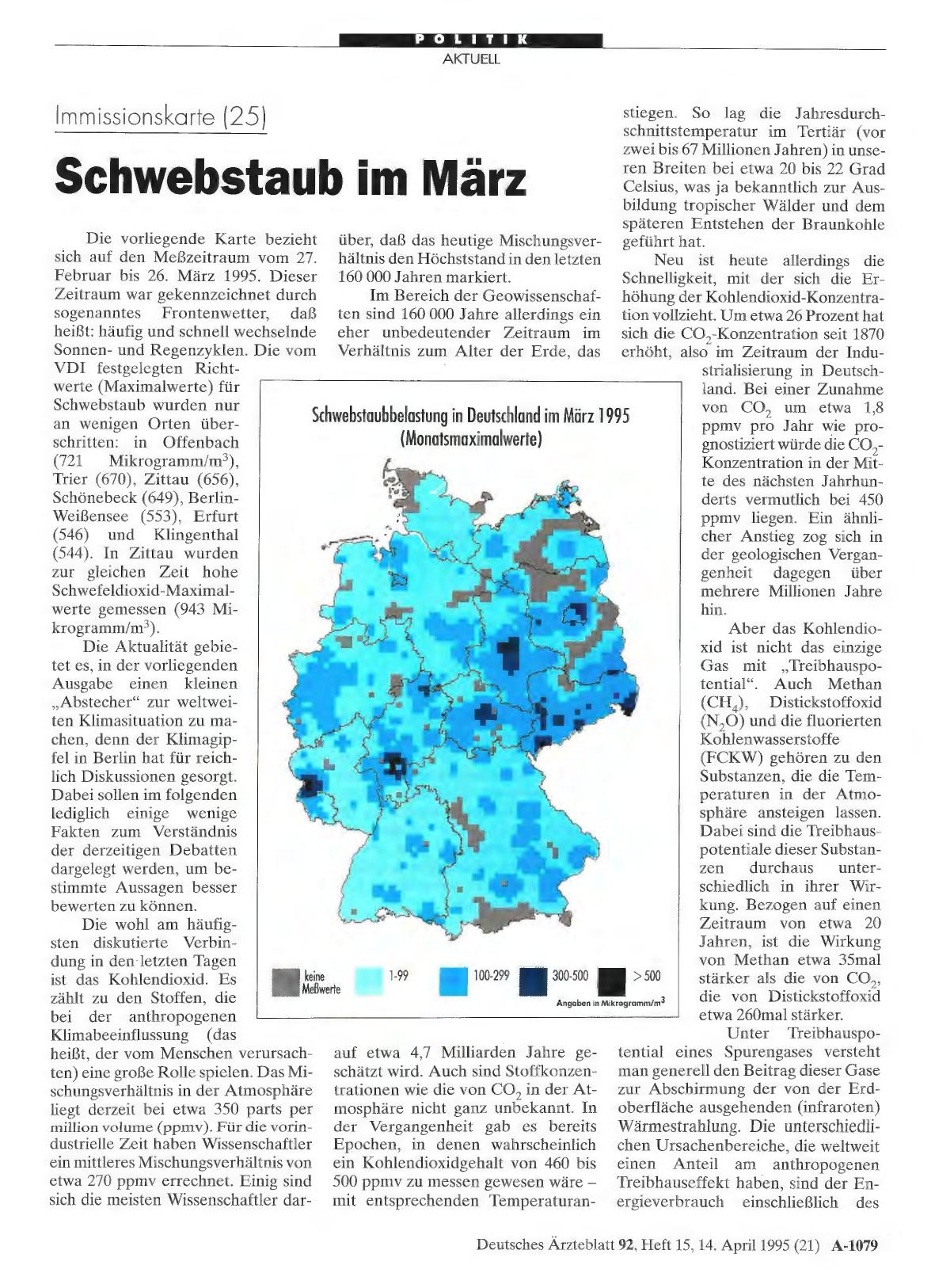 Vorschauseite 1: Immissionskarte (25): Schwebstaub im März