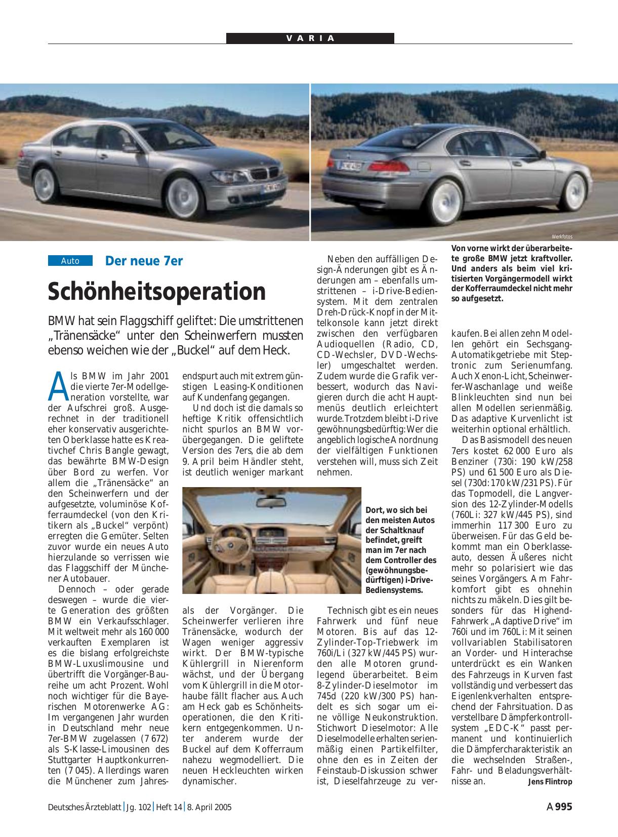 Vorschauseite 1: Der neue 7er: Schönheitsoperation
