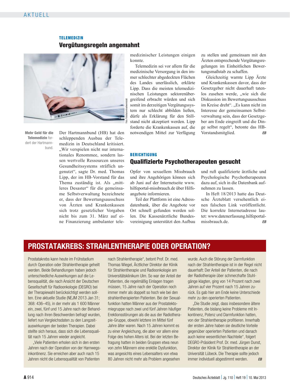 Vorschauseite 1: Prostatakrebs: Strahlentherapie oder Operation?