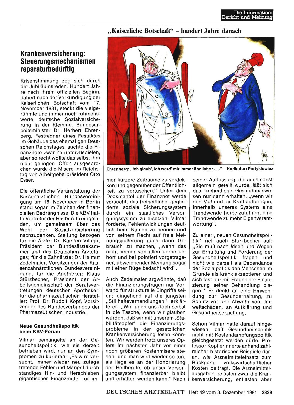 Vorschauseite 1: „Kaiserliche Botschaft” — hundert Jahre danach