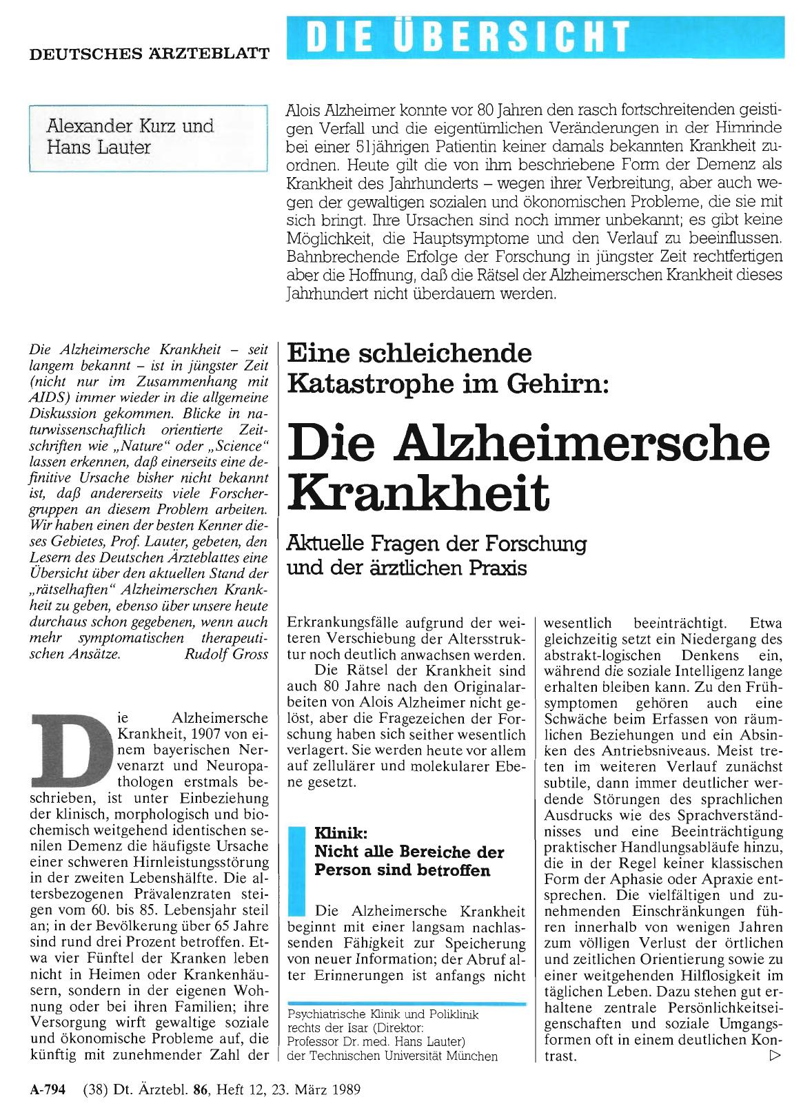 Vorschauseite 1: Die Alzheimersche Krankheit
