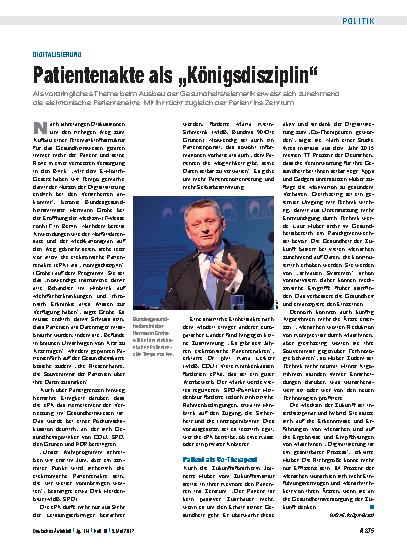 Vorschauseite 1: Digitalisierung: Patientenakte als „Königsdisziplin“