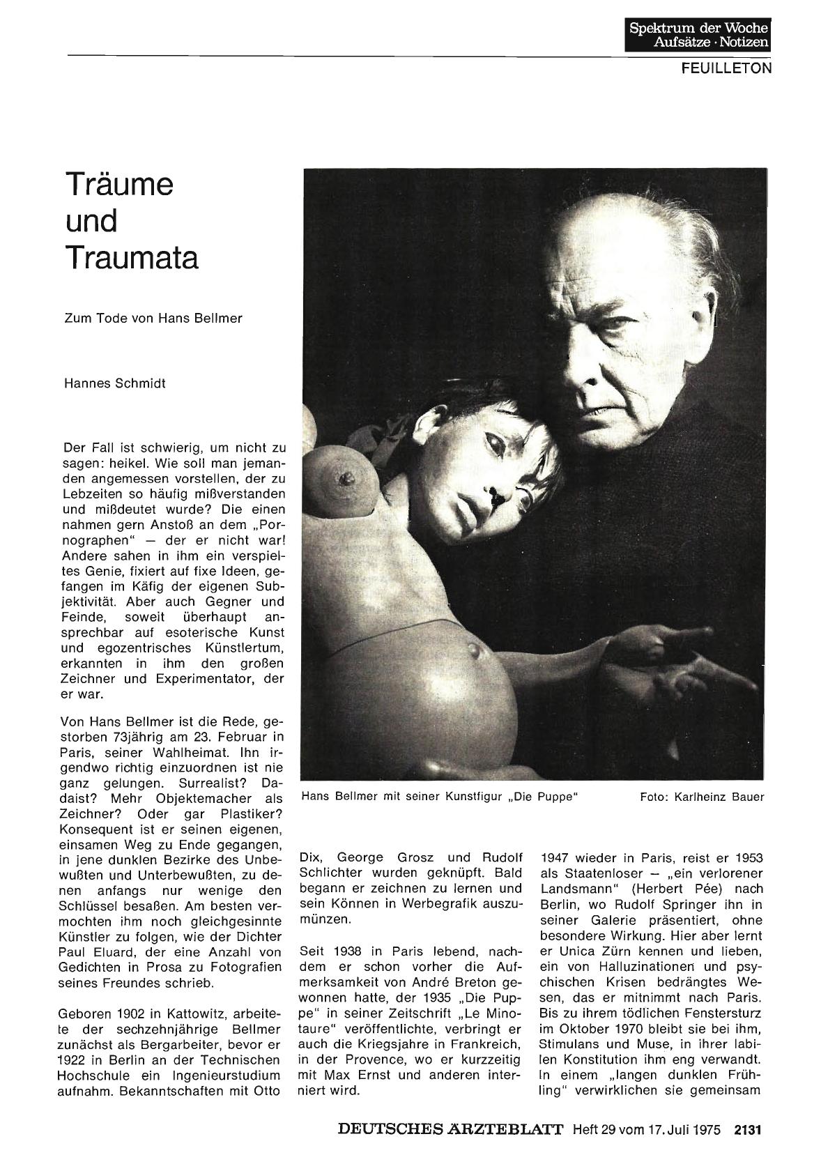 Vorschauseite 1: Träume und Traumata: Zum Tode von Hans Bellmer