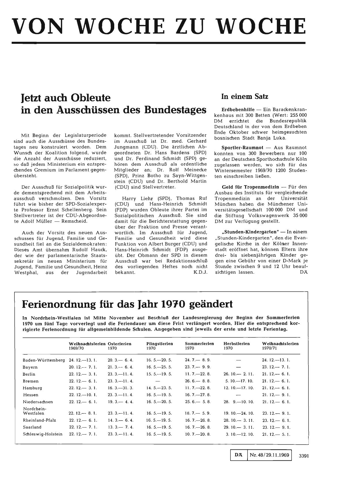 Vorschauseite 1: Jetzt auch Obleute in den Ausschüssen des Bundestages
