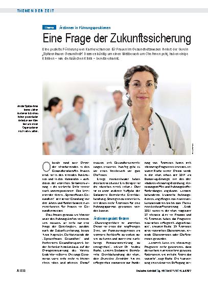 Vorschauseite 1: Ärztinnen in Führungspositionen: Eine Frage der Zukunftssicherung