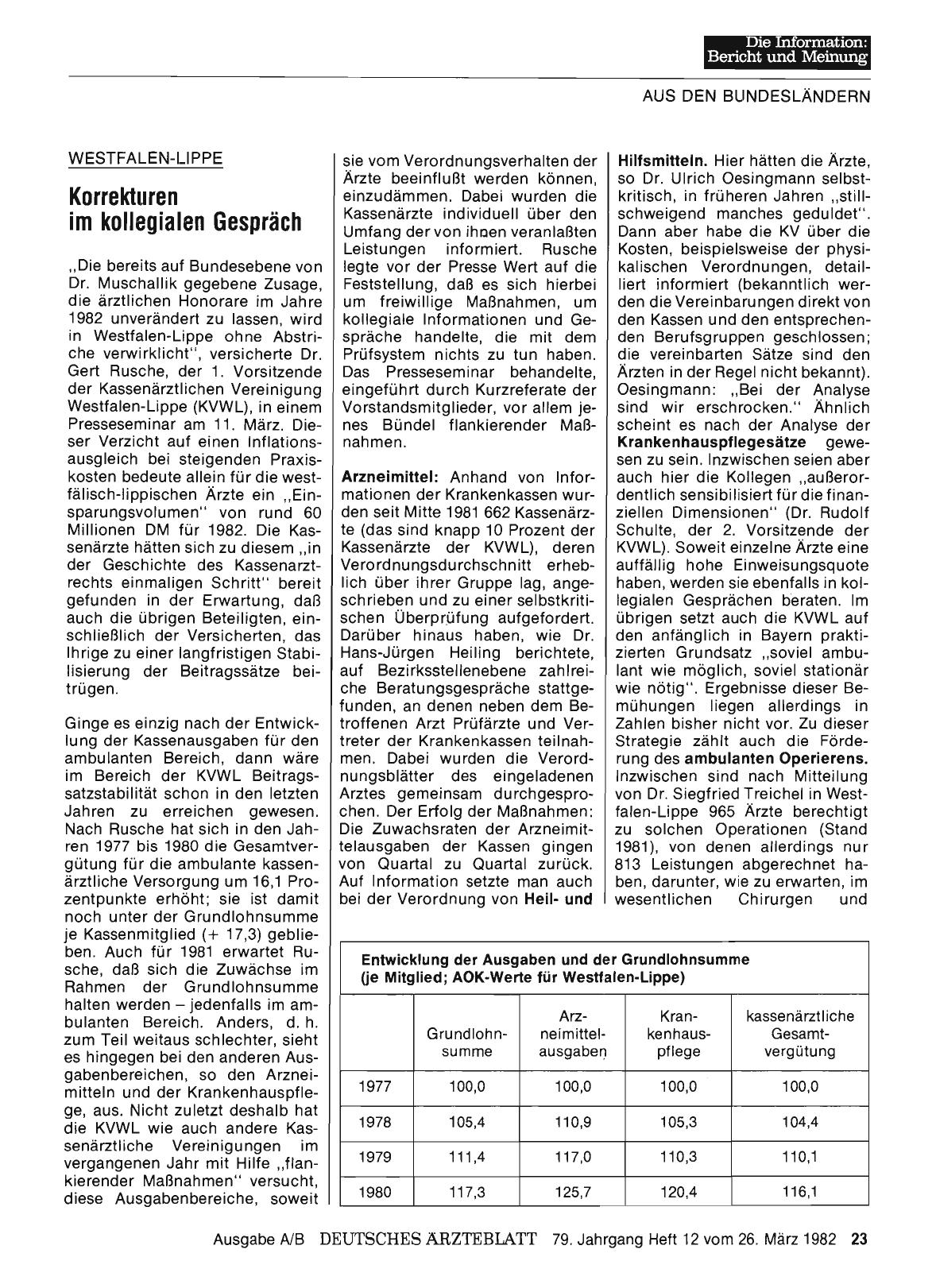 Vorschauseite 1: Westfalen-Lippe: Korrekturen im kollegialen Gespräch