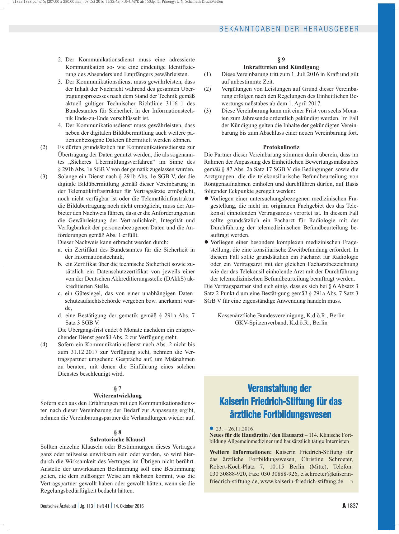 Vorschauseite 1: Veranstaltung der Kaiserin Friedrich-Stiftung für das ärztliche Fortbildungswesen