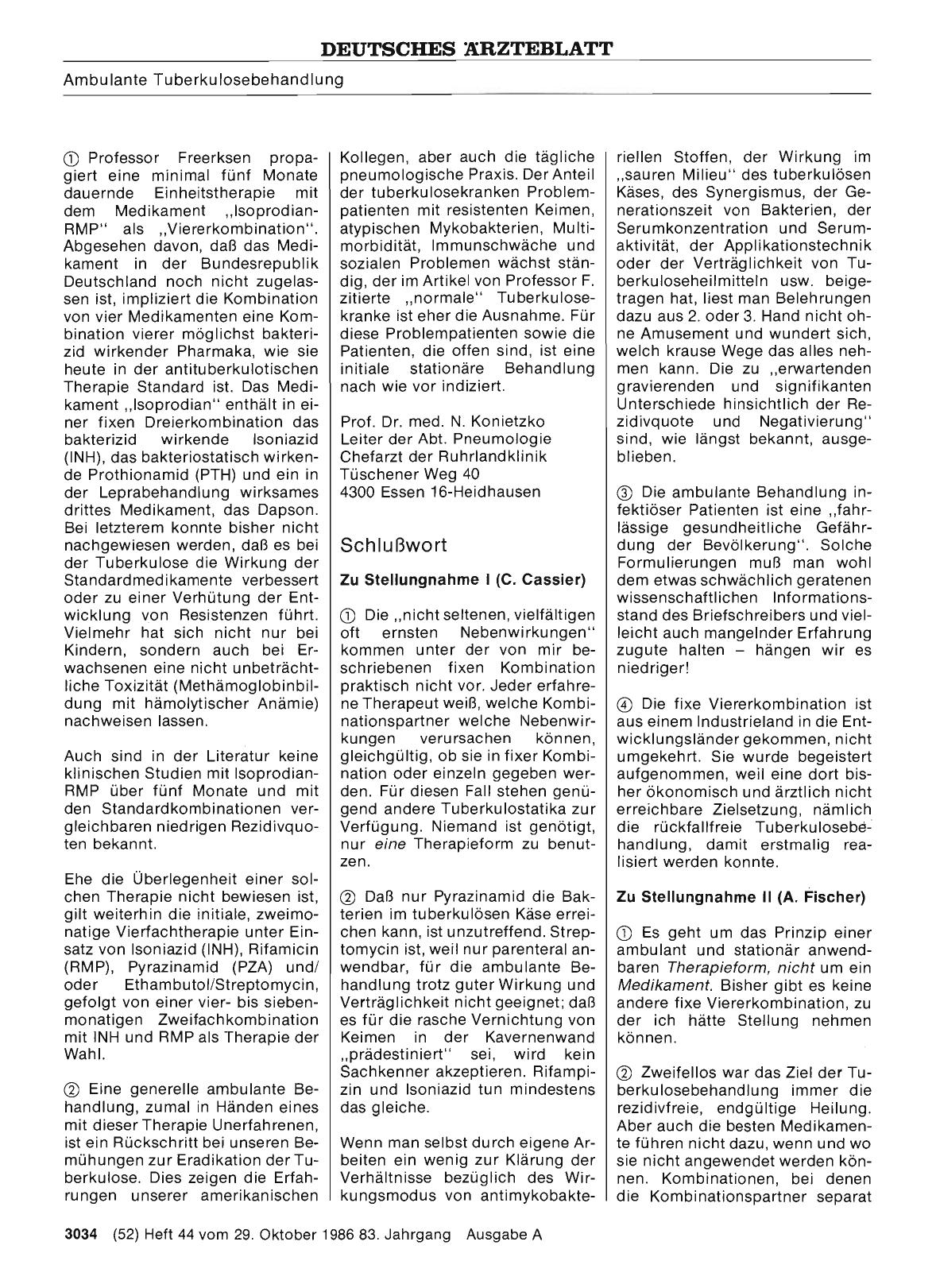 Vorschauseite 1: Fixe Mehrfachkombinationen für die ambulante Tuberkulosebehandlung: Schlußwort