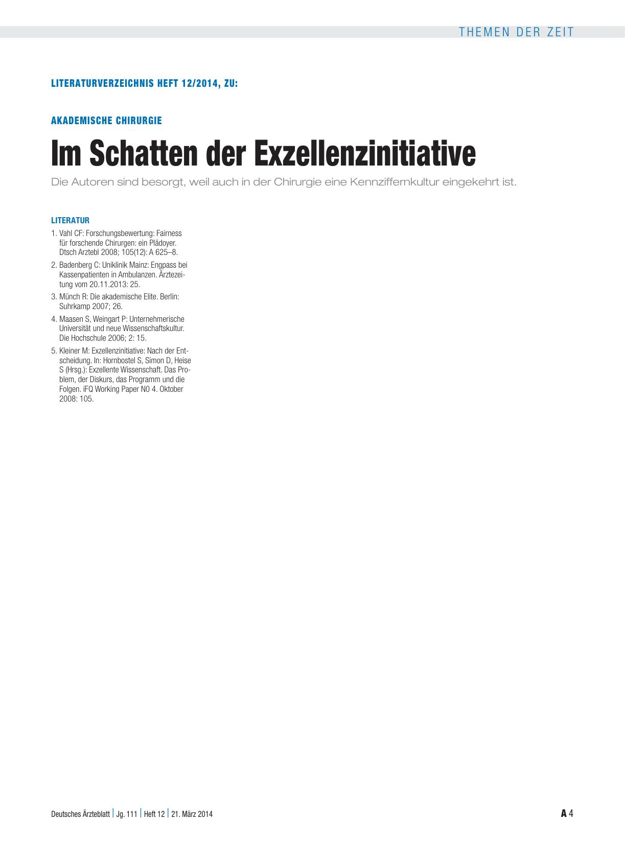 Vorschauseite 4: Akademische Chirurgie: Im Schatten der Exzellenzinitiative