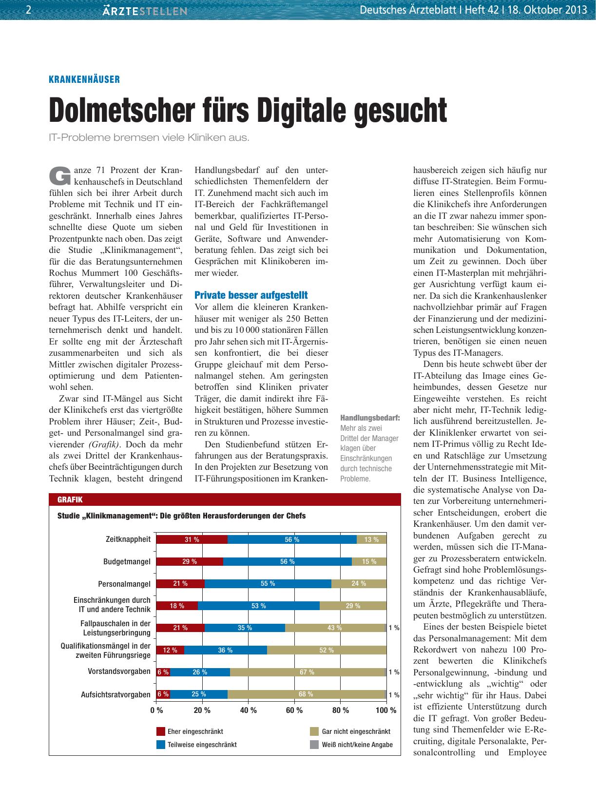 Vorschauseite 1: Krankenhäuser: Dolmetscher fürs Digitale gesucht