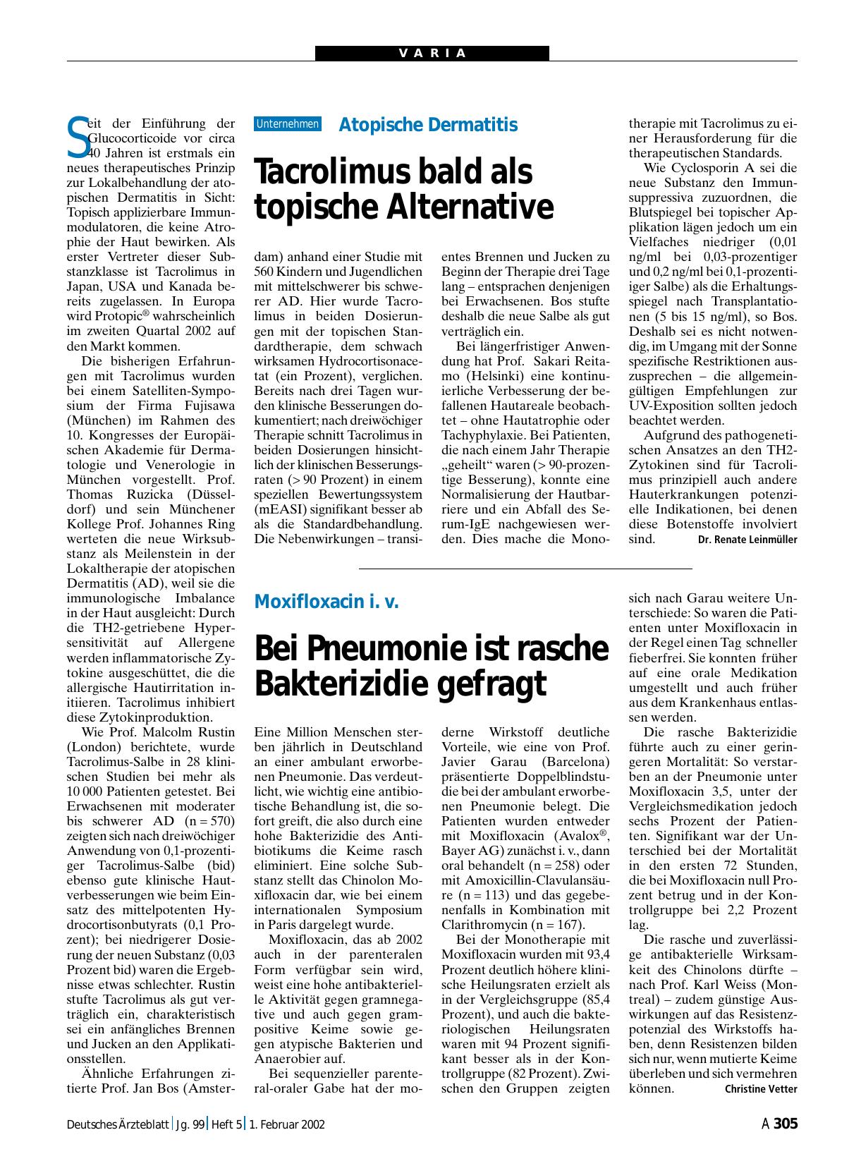 Vorschauseite 1: Atopische Dermatitis: Tacrolimus bald als topische Alternative