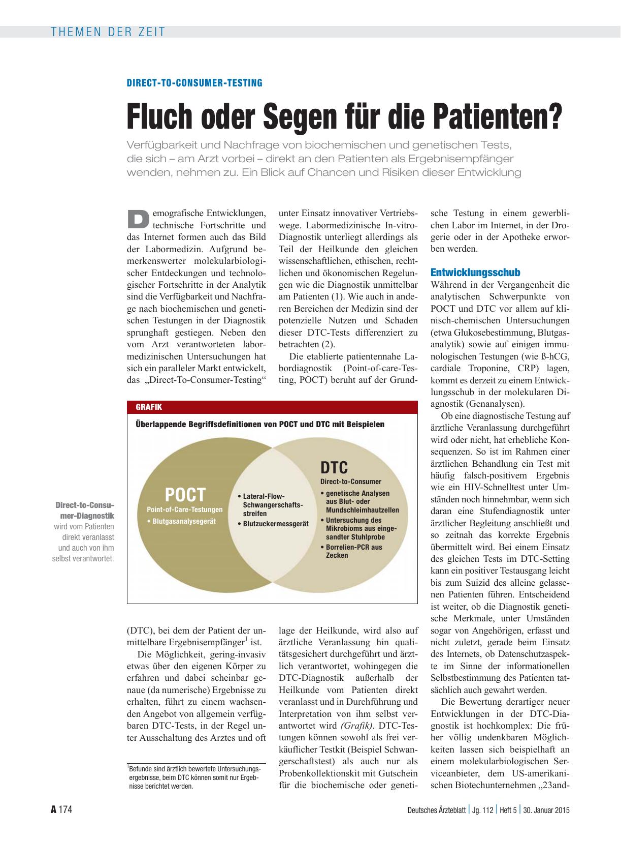 Vorschauseite 1: Direct-To-Consumer-Testing: Fluch oder Segen für die Patienten?
