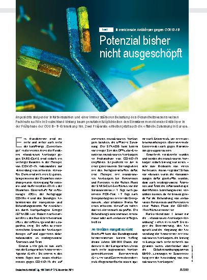 Vorschauseite 1: Monoklonale Antikörper gegen COVID-19: Potenzial bisher nicht ausgeschöpft