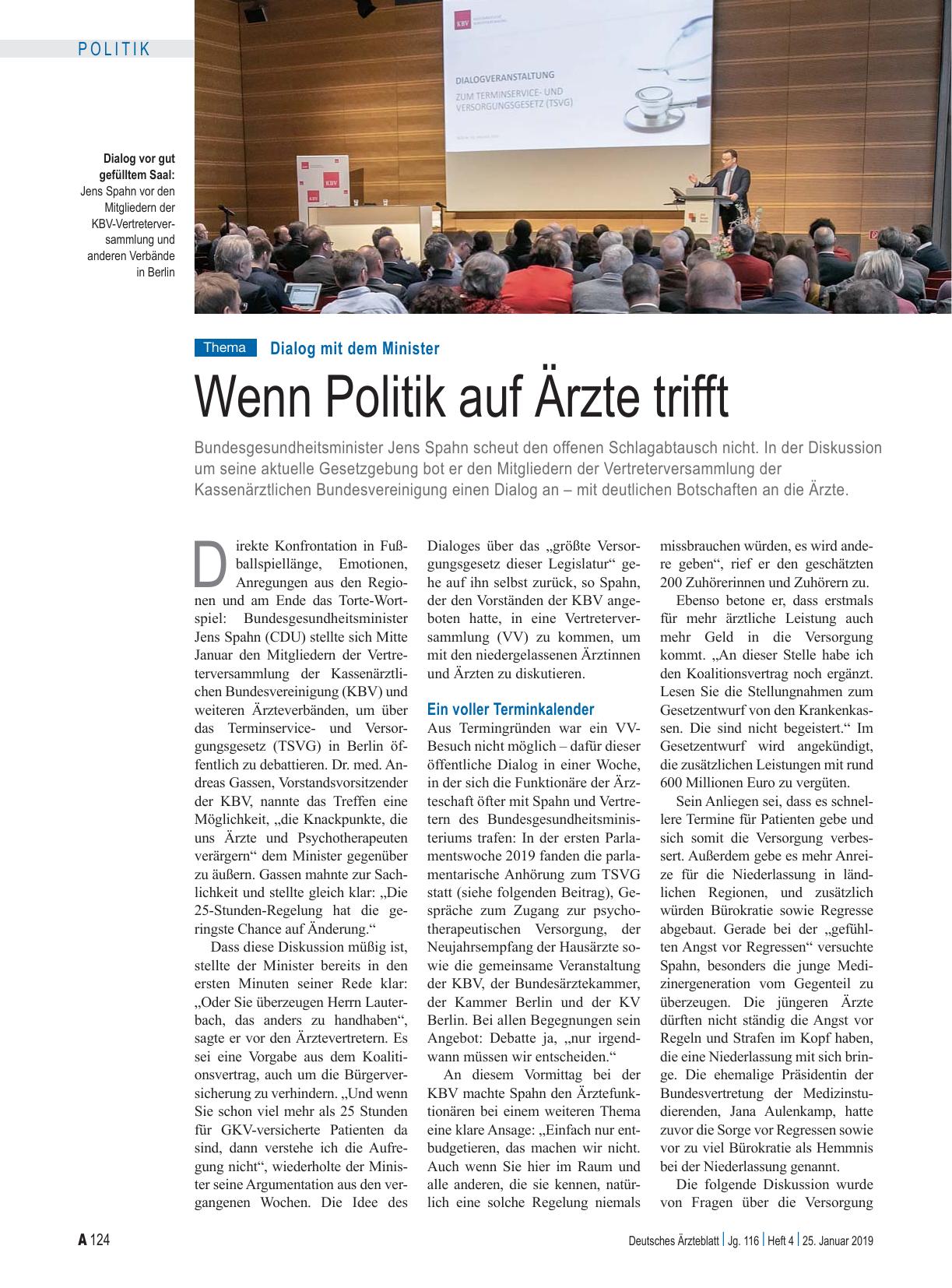 Vorschauseite 1: Dialog mit dem Minister: Wenn Politik auf Ärzte trifft