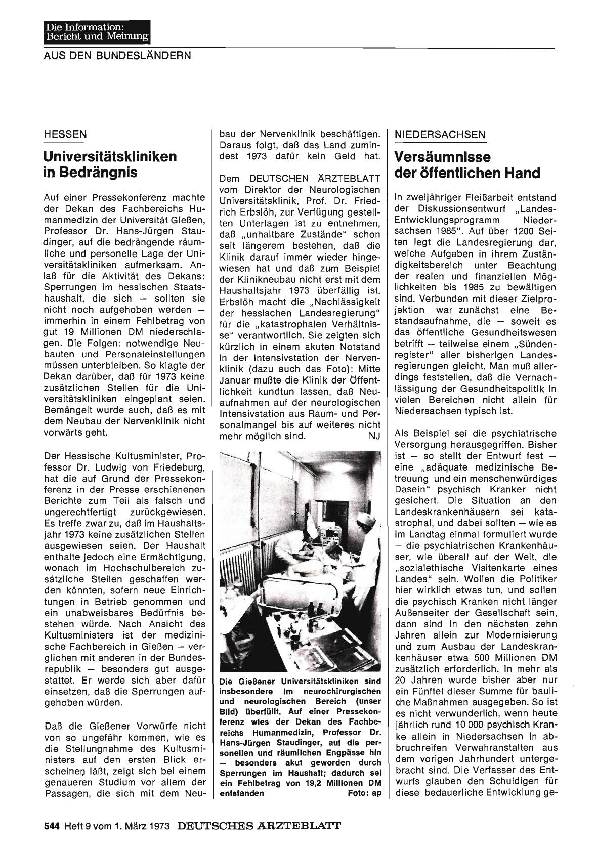 Vorschauseite 1: Hessen: Universitätskliniken in Bedrängnis