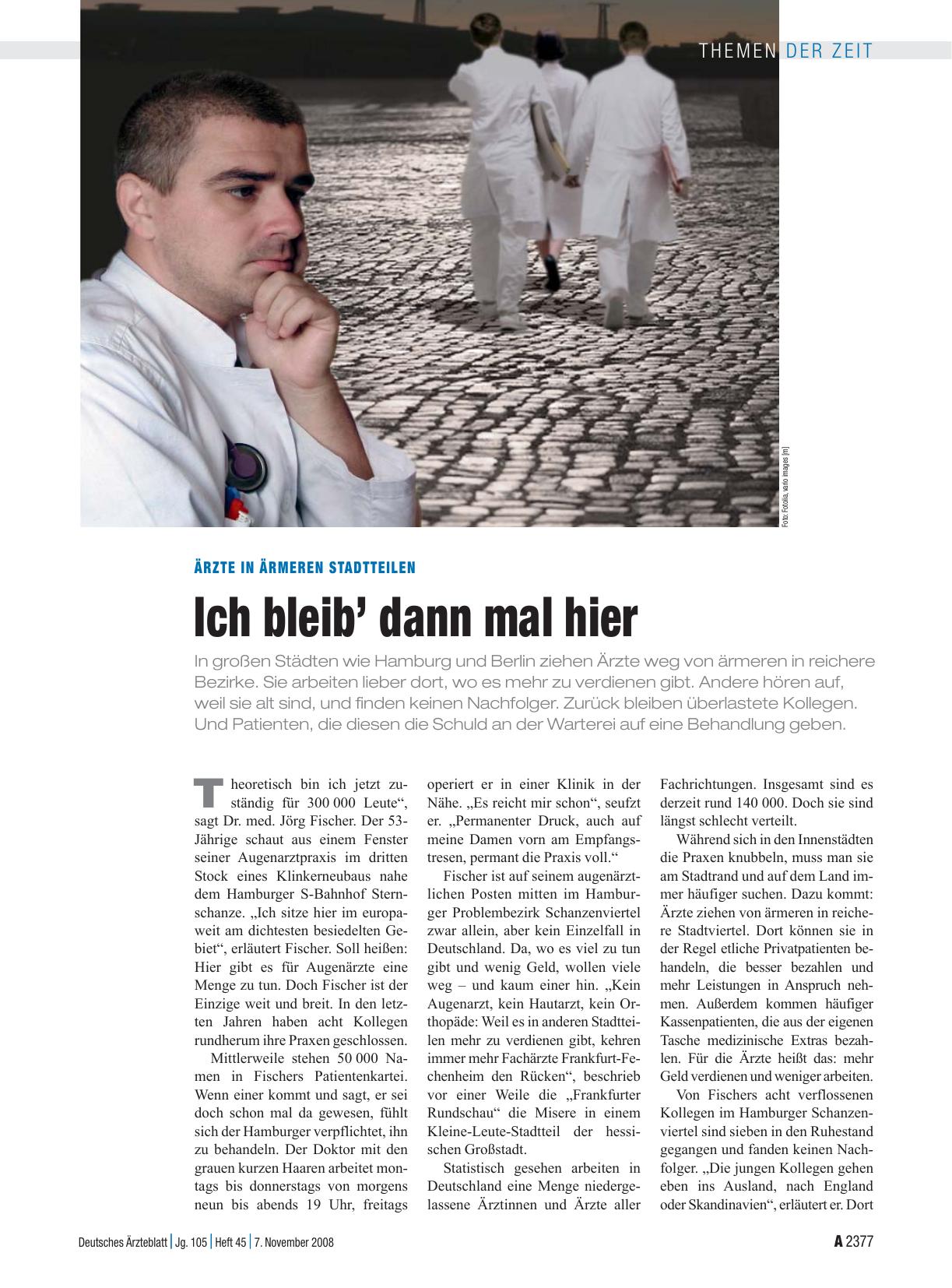 Vorschauseite 1: Ärzte in ärmeren Stadtteilen: Ich bleib’ dann mal hier