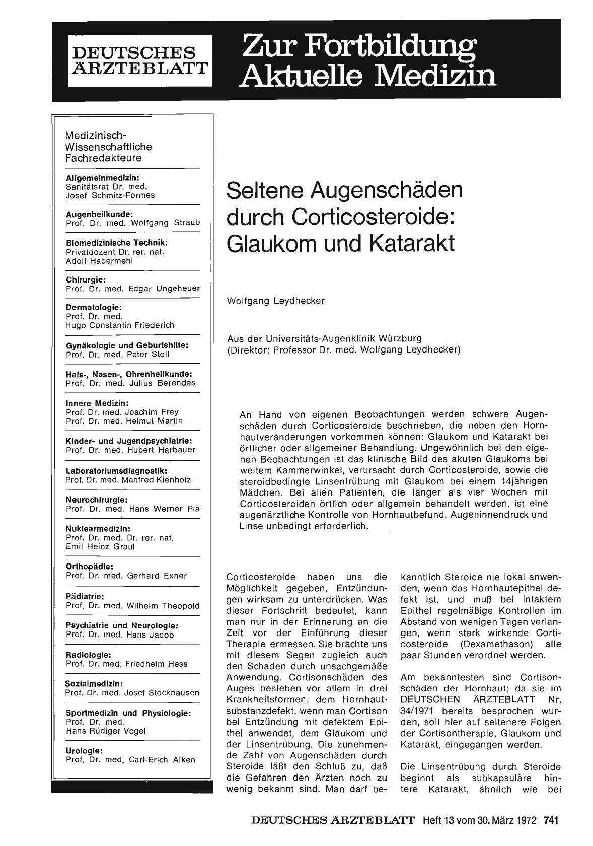 Vorschauseite 1: Seltene Augenschäden durch Corticosteroide: Glaukom und Katarakt