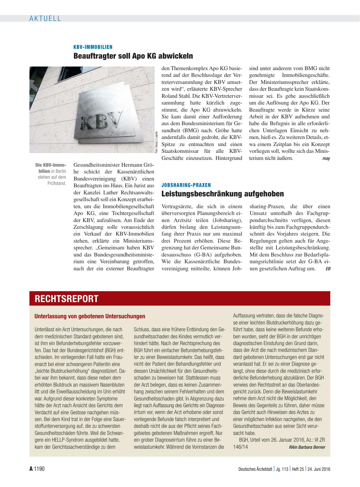 Vorschauseite 1: Jobsharing-Praxen: Leistungsbeschränkung aufgehoben