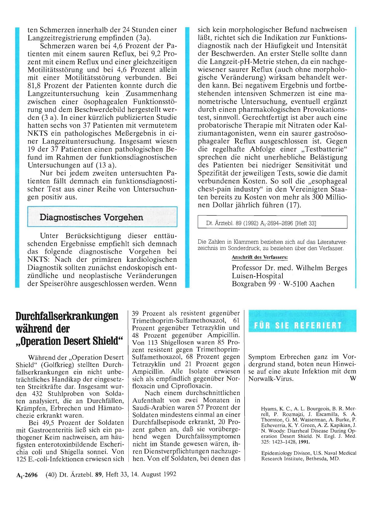 Vorschauseite 1: Durchfallserkrankungen während der „Operation Desert Shield“