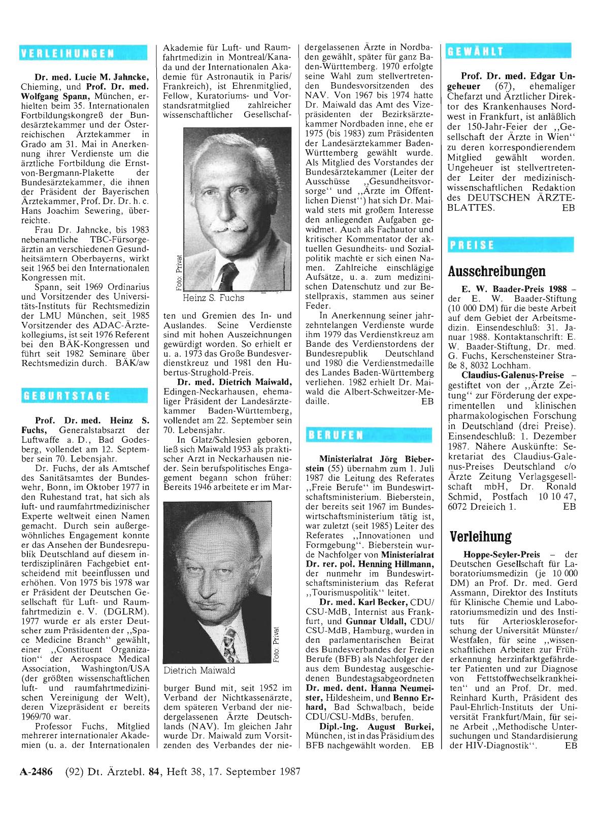 Vorschauseite 1: Verleihungen