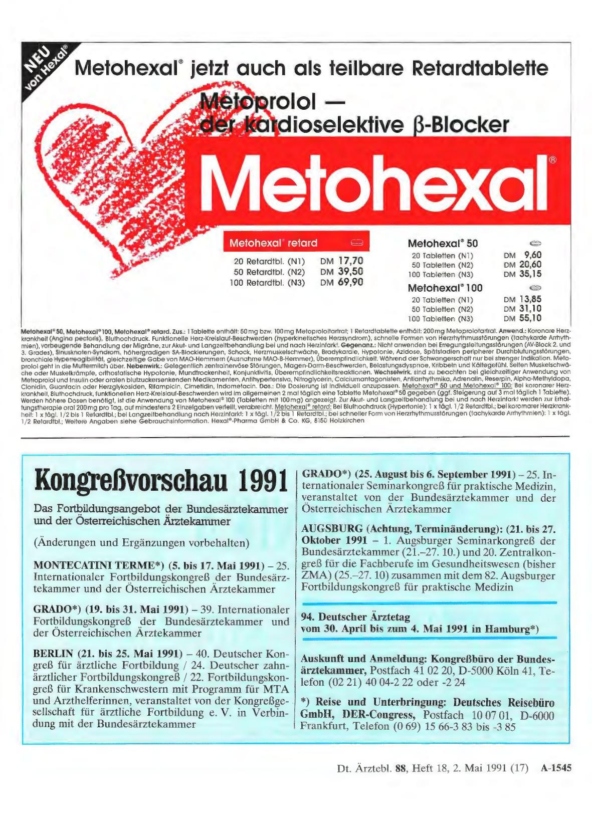 Vorschauseite 1: Kongreßvorschau 1991