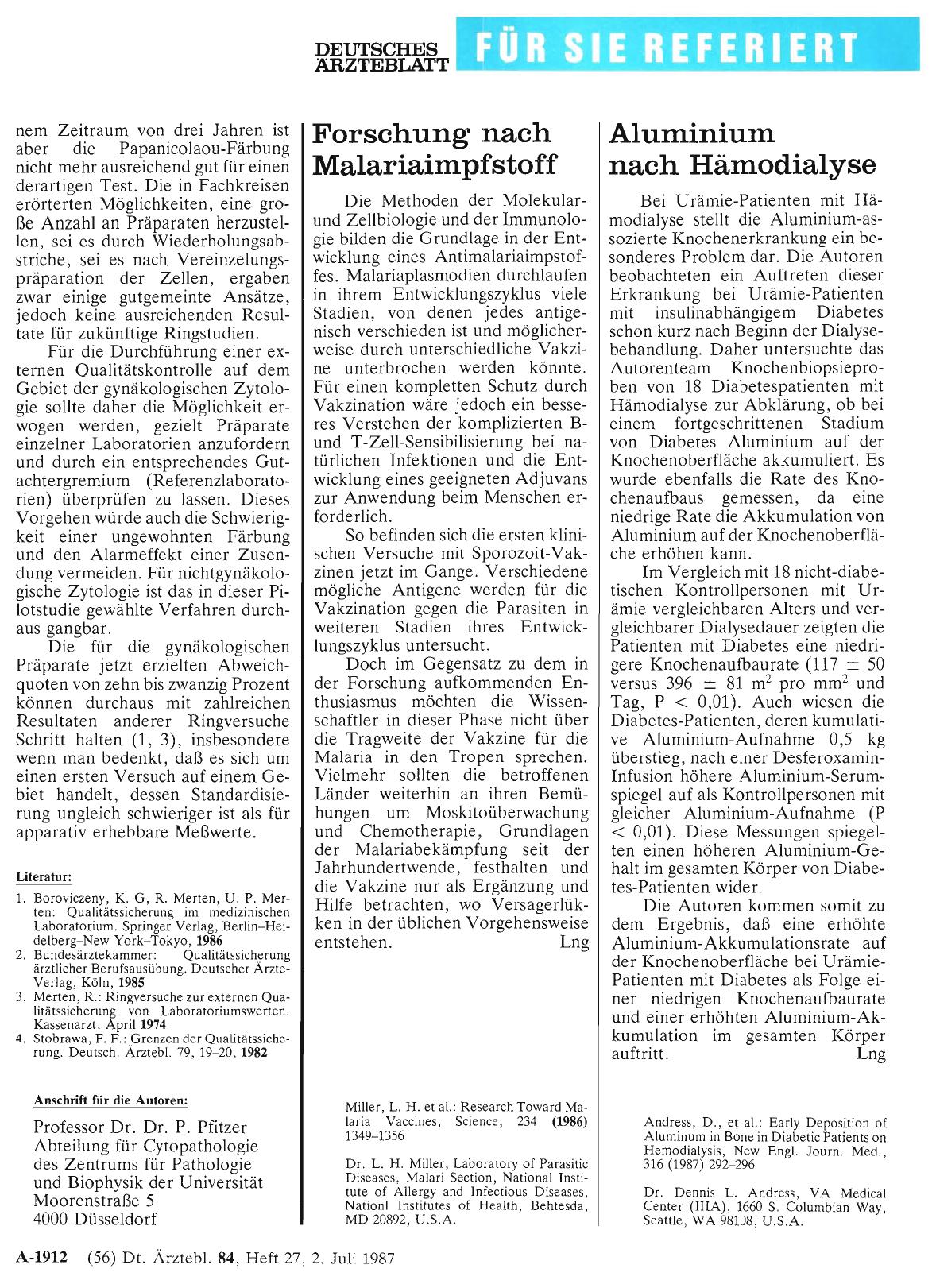 Vorschauseite 1: Aluminium nach Hämodialyse