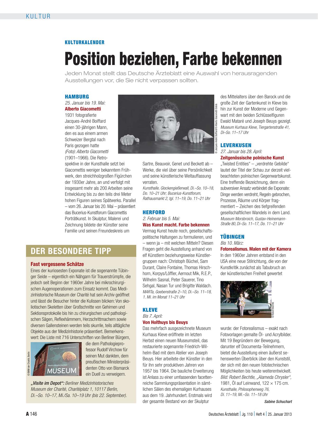 Vorschauseite 1: Kulturkalender: Position beziehen, Farbe bekennen