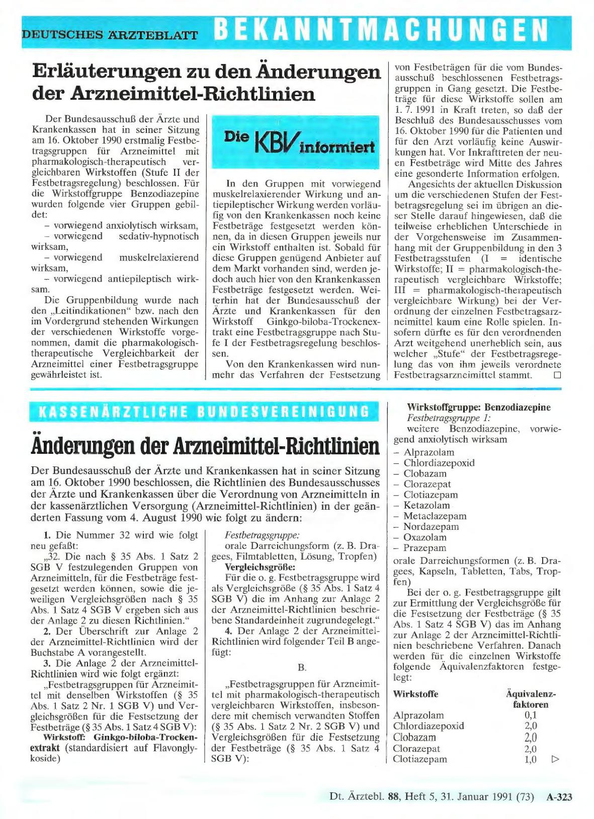 Vorschauseite 1: Änderungen der Arzneimittel-Richtlinien