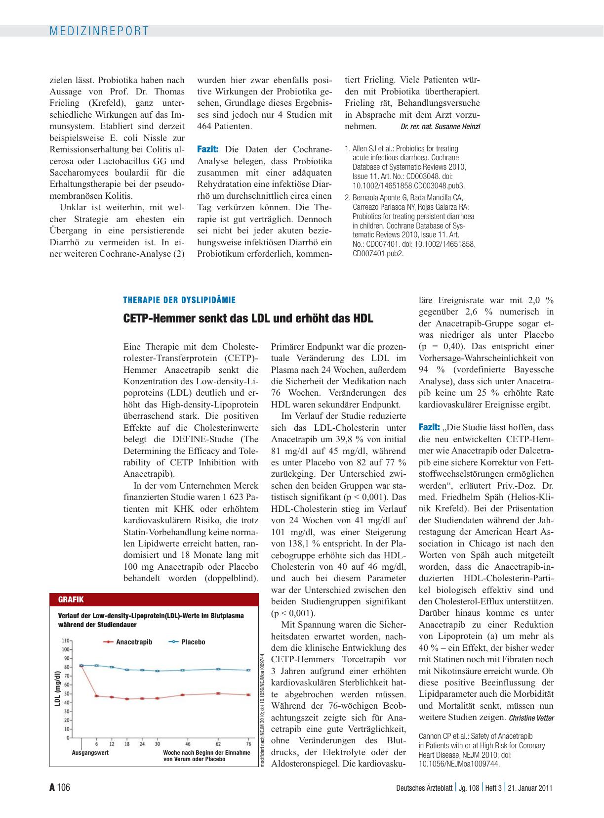 Vorschauseite 1: Therapie der Dyslipidämie: CETP-Hemmer senkt das LDL und erhöht das HDL