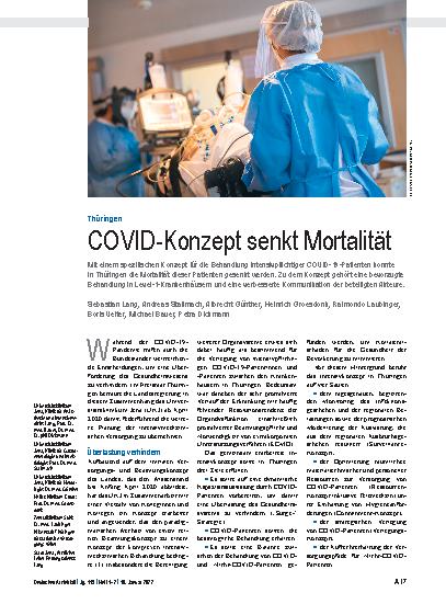 Vorschauseite 1: Thüringen: COVID-Konzept senkt Mortalität