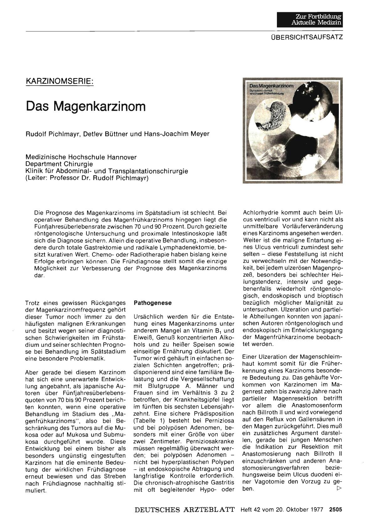 Vorschauseite 1: KARZINOMSERIE: Das Magenkarzinom