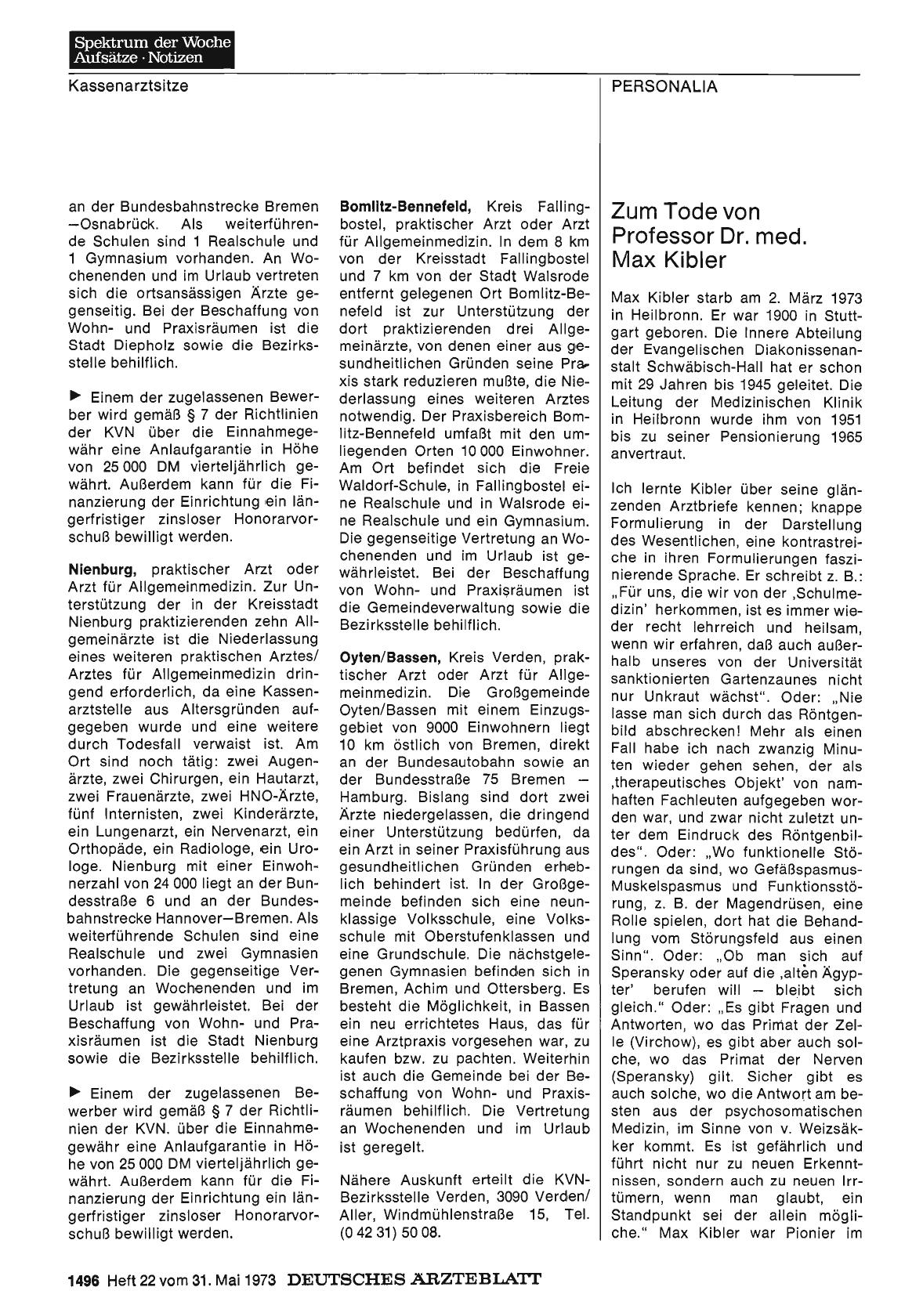 Vorschauseite 1: Zum Tode von Professor Dr. med. Max Kibler