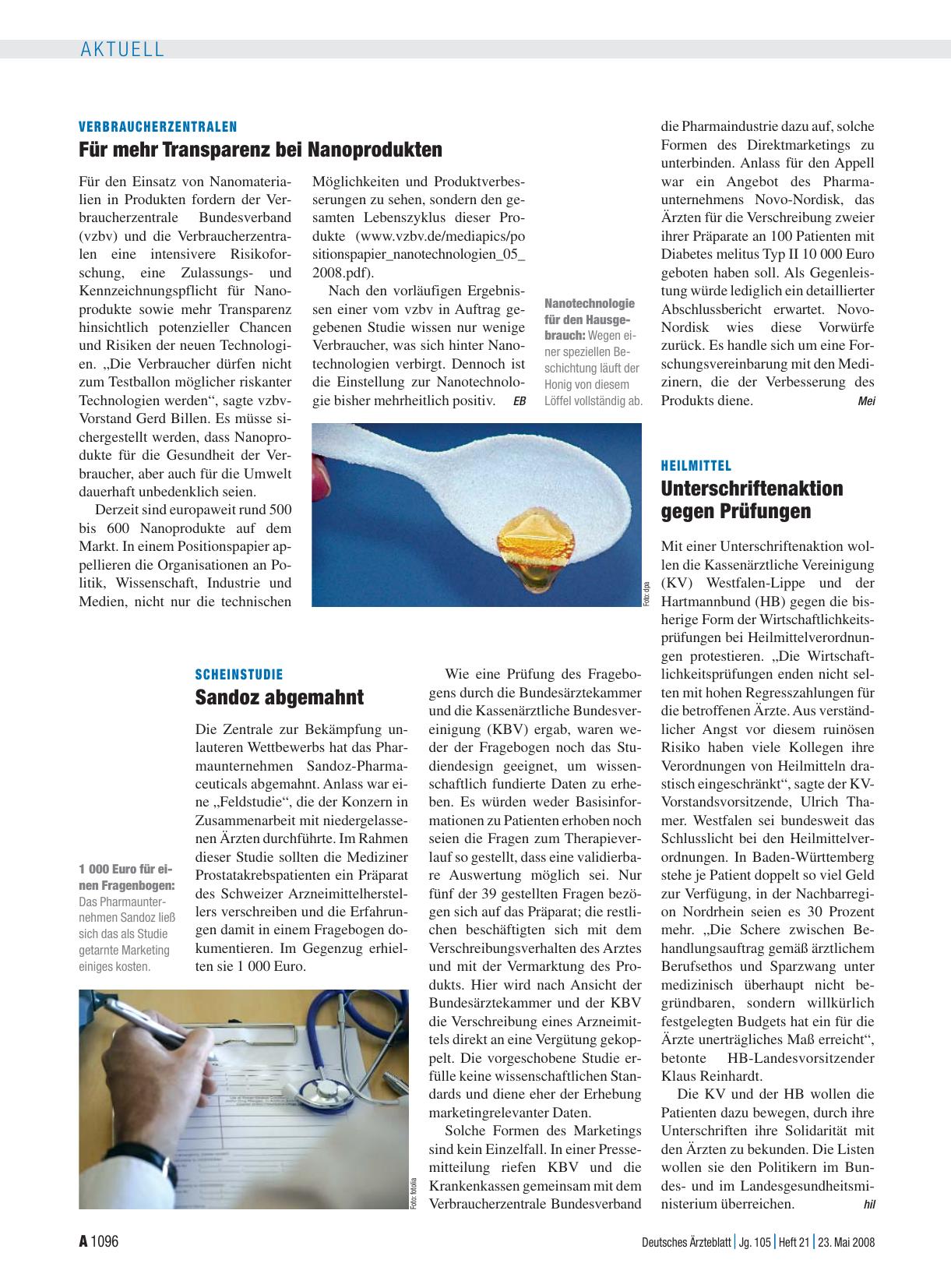 Vorschauseite 1: Scheinstudie: Sandoz abgemahnt