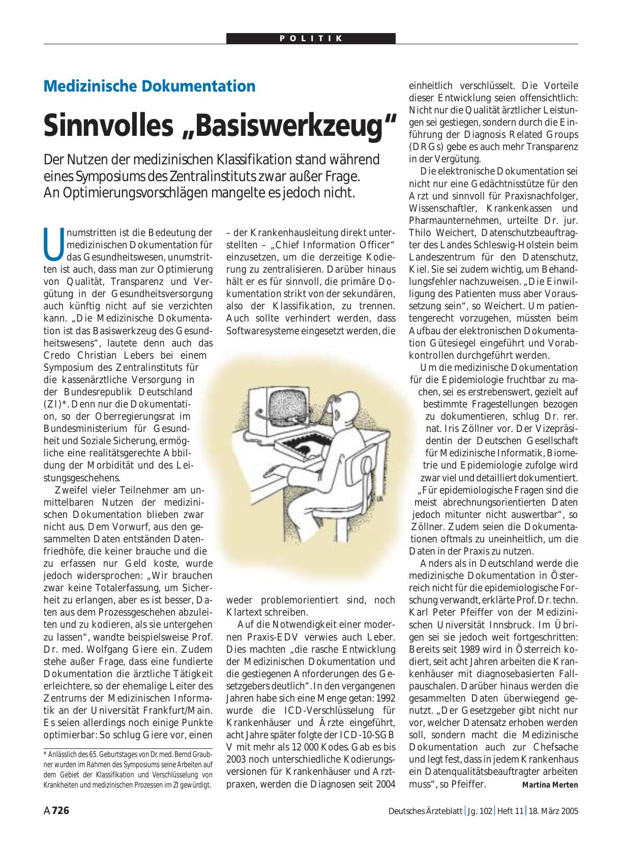 Vorschauseite 1: Medizinische Dokumentation: Sinnvolles „Basiswerkzeug“