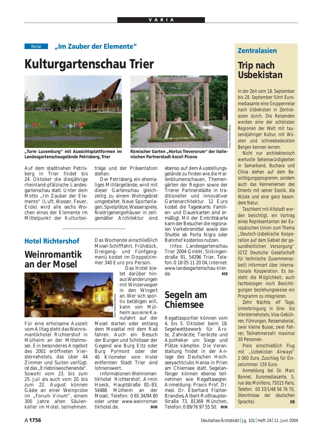 Vorschauseite 1: Hotel Richtershof: Weinromantik an der Mosel