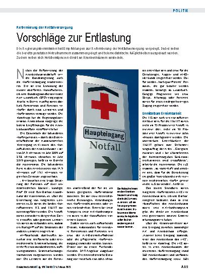 Vorschauseite 1: Reformierung der Notfallversorgung: Vorschläge zur Entlastung