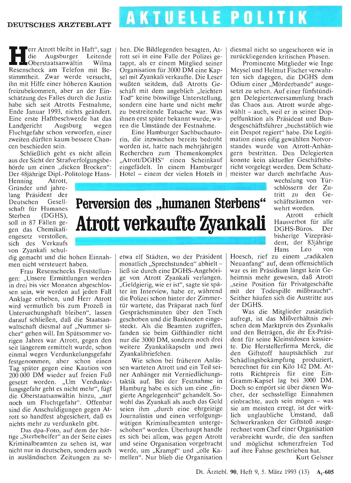 Vorschauseite 1: Perversion des „humanen Sterbens“: Atrott verkaufte Zyankali