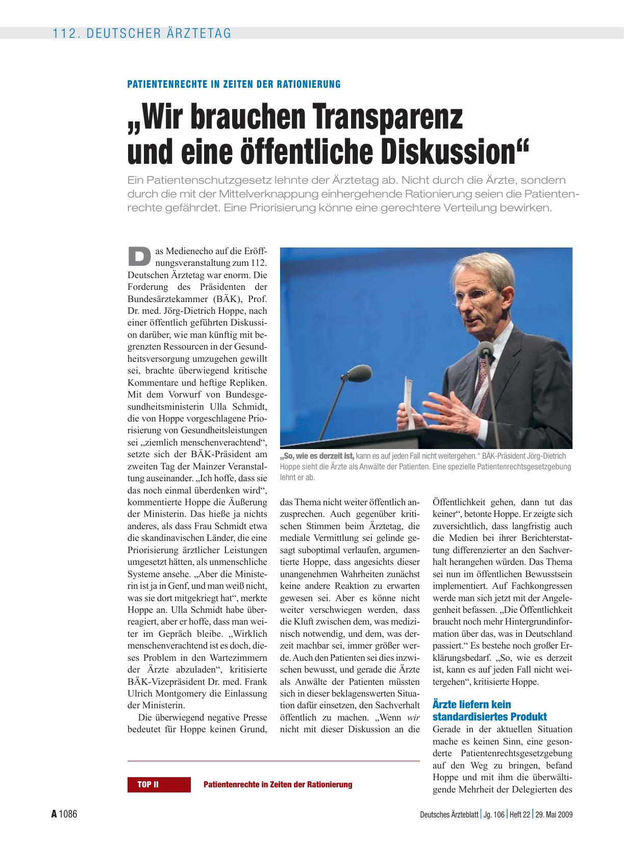 Vorschauseite 1: Patientenrechte in Zeiten der Rationierung: „Wir brauchen Transparenz und eine öffentliche Diskussion“