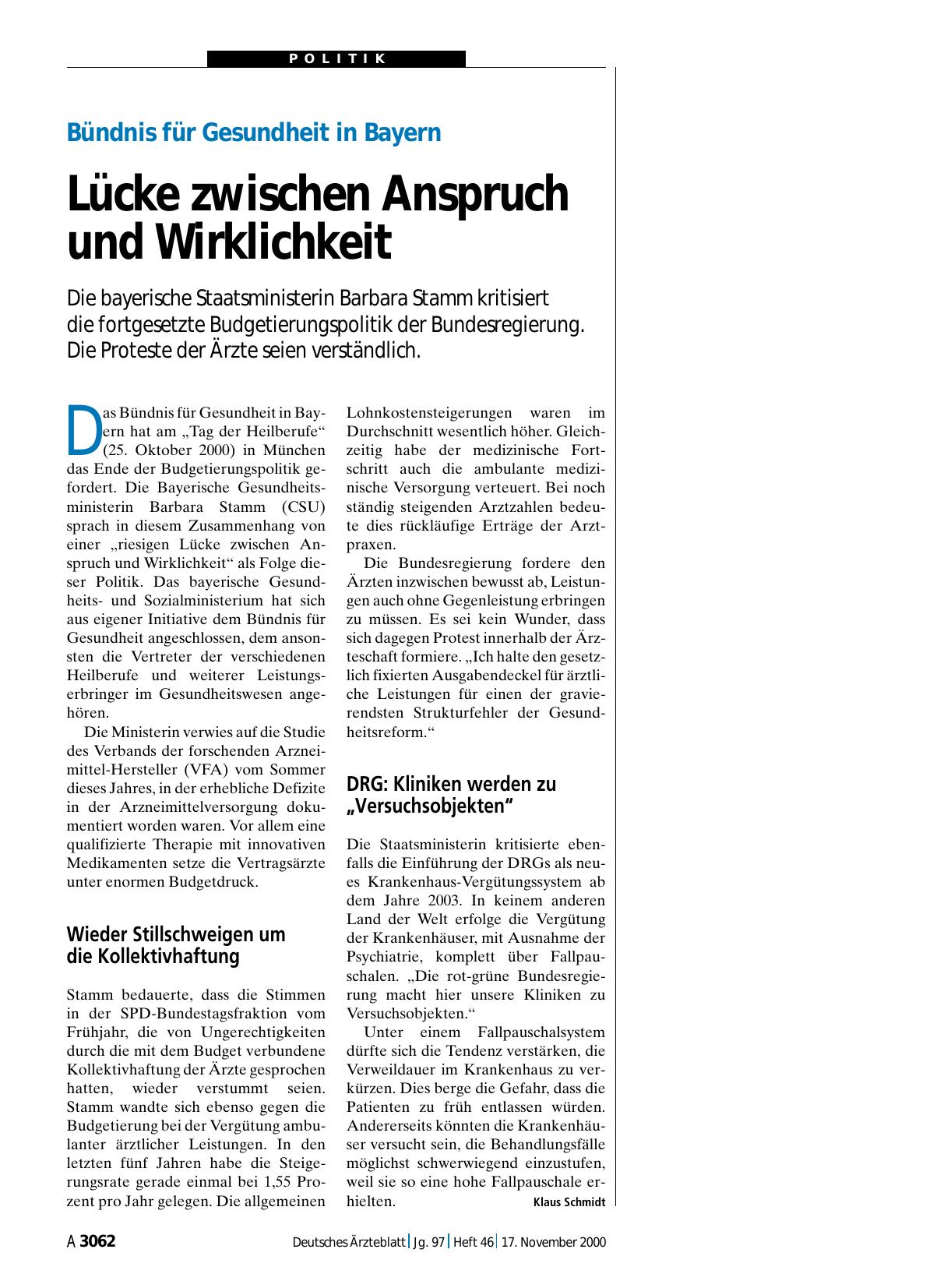 Vorschauseite 1: Bündnis für Gesundheit in Bayern: Lücke zwischen Anspruch und Wirklichkeit