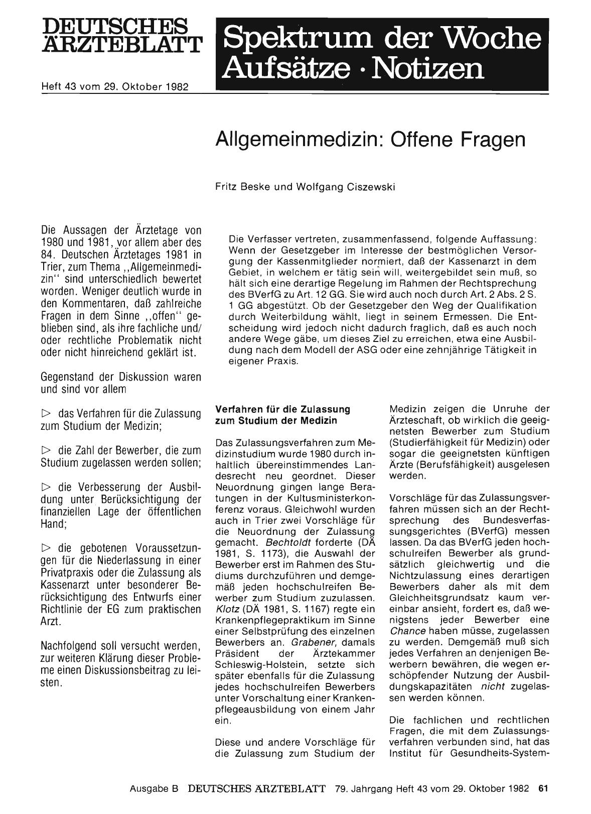 Vorschauseite 1: Allgemeinmedizin: Offene Fragen