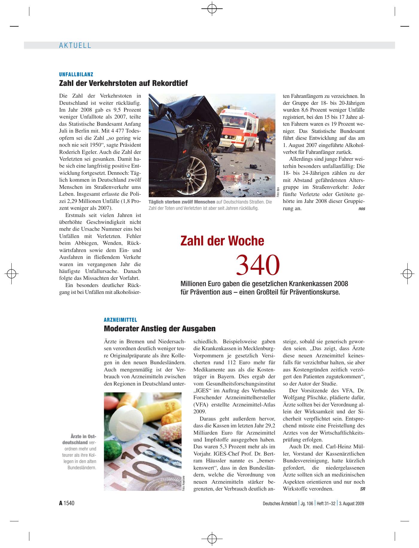 Vorschauseite 1: Unfallbilanz: Zahl der Verkehrstoten auf Rekordtief