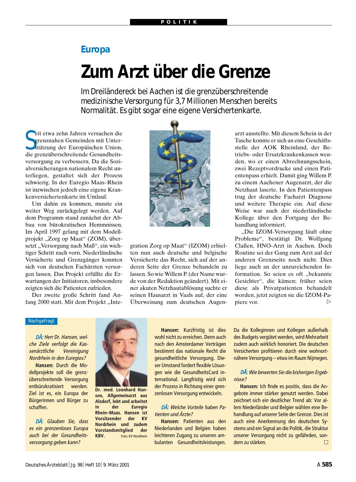 Vorschauseite 1: Europa: Zum Arzt über die Grenze