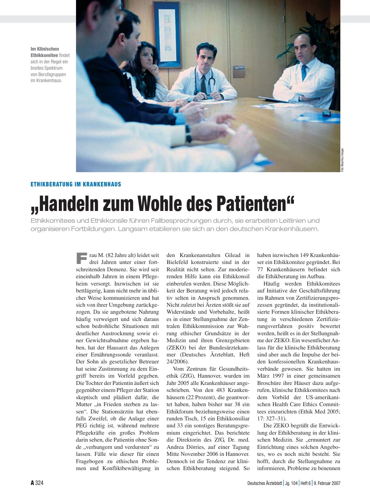 Vorschauseite 1: Ethikberatung im Krankenhaus: „Handeln zum Wohle des Patienten“