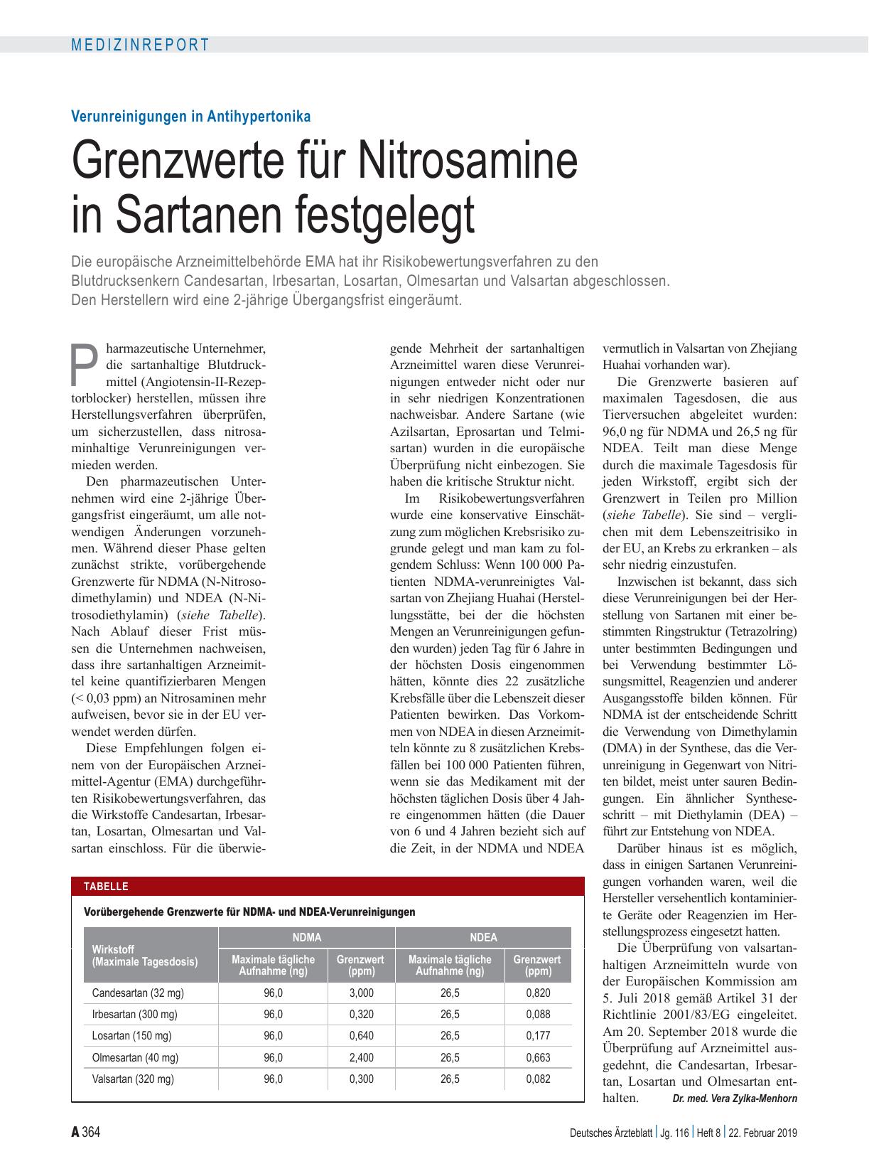 Vorschauseite 1: Verunreinigungen in Antihypertonika: Grenzwerte für Nitrosamine in Sartanen festgelegt
