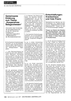 Vorschauseite 1: Entschließungen: Krankenhaus und freie Praxis