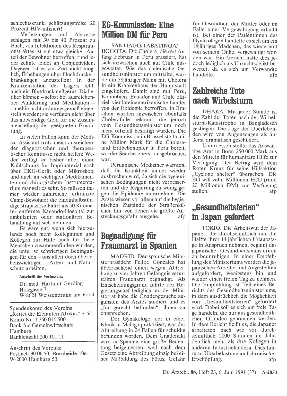 Vorschauseite 1: EG-Kommission: Eine Million DM für Peru