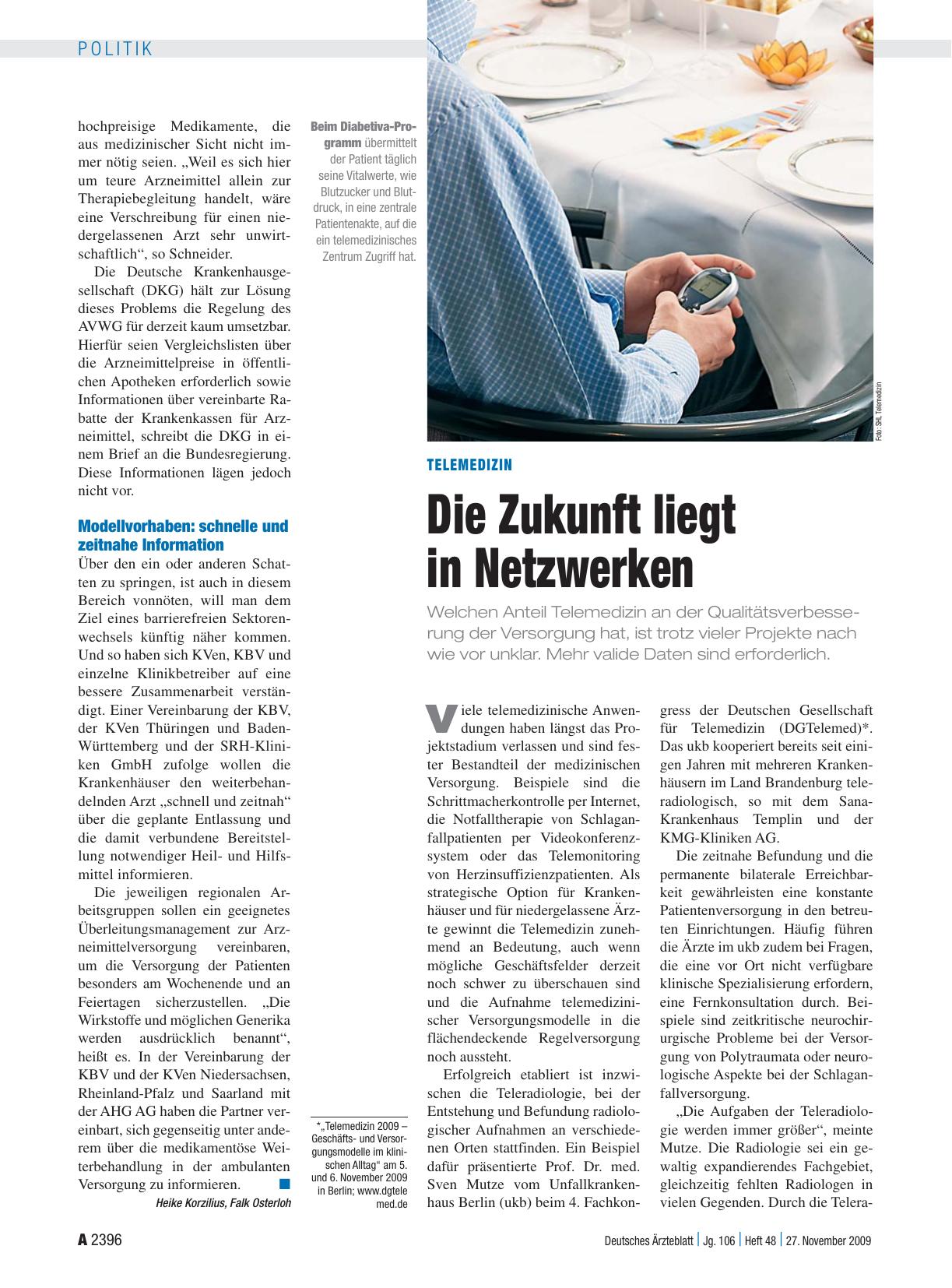 Vorschauseite 1: Telemedizin: Die Zukunft liegt in Netzwerken
